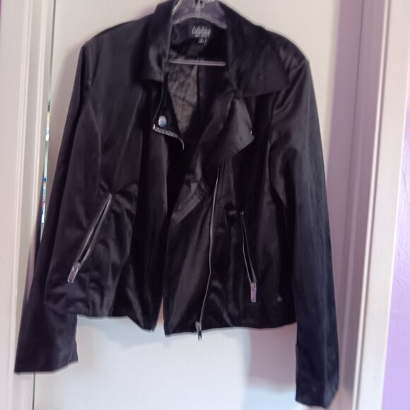 CoffeeShop Jackets & Blazers - Coffee Shop Women's Black Velour Moto Jacket  NWT Size Large